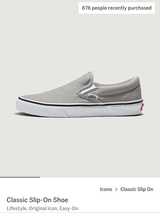 Vans Shoes - Vans Classic Slip-On Shoe-Light Grey/White